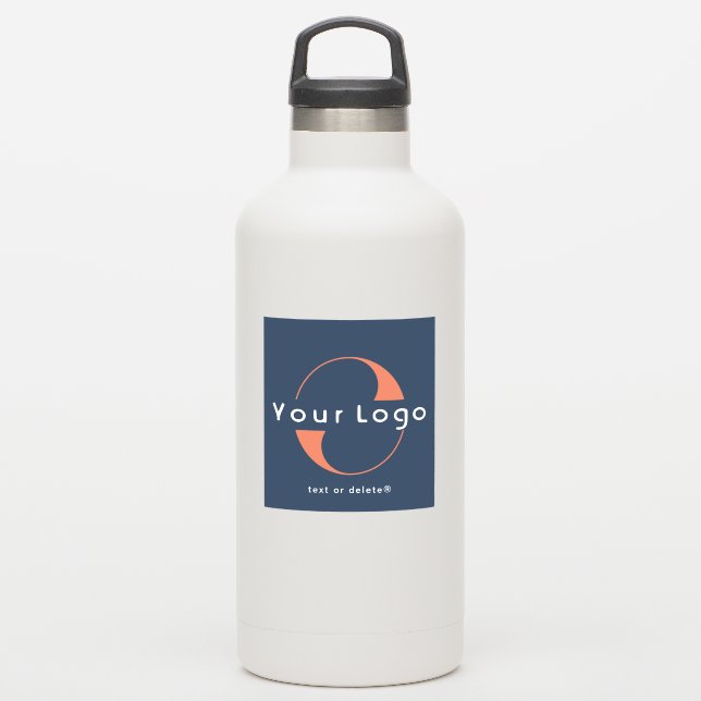 Logo on Vinyl square Business Blue Water bottle (Waterbottle)