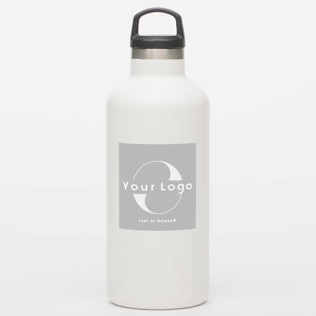 Logo on Vinyl square Business Grey Water bottle (Waterbottle)