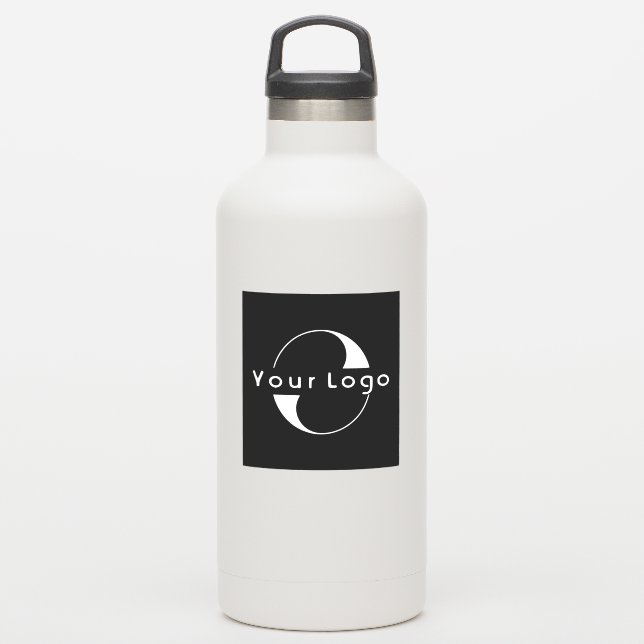 Logo on Vinyl square Water Bottle Business Black S (Waterbottle)