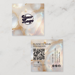 Logo Opal stone monogram Qr Code Square Business Card
