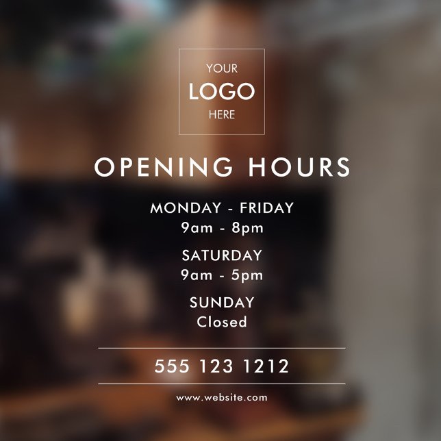 Logo Open Hours Modern Business Window Cling (Creator Uploaded)