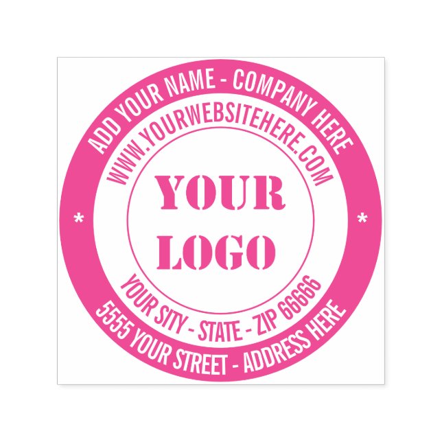 Logo or Photo Address Round Colour Stamp Template (Design)