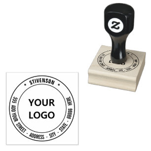 Logo or Photo Address Round Rubber Stamp Example