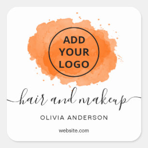 Logo Orange brushstroke typography hair makeup Square Sticker