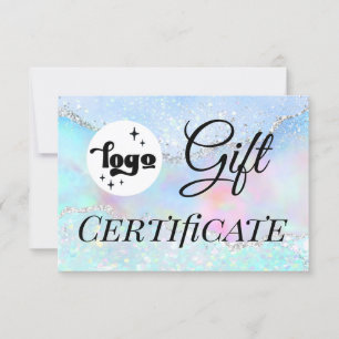 logo pastel faux glitter gift certificate