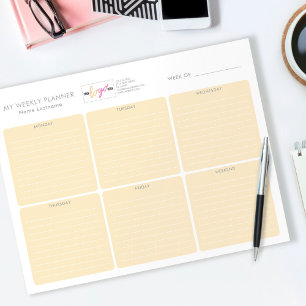 Logo Pastel Orange Simple Undated Weekly Planner Notepad