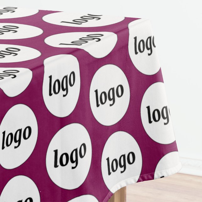 Logo Pattern Business Branding Cherry Pink Tablecloth (Simple logo pattern business promotional cherry pink tablecloth for trade shows, catering and events)
