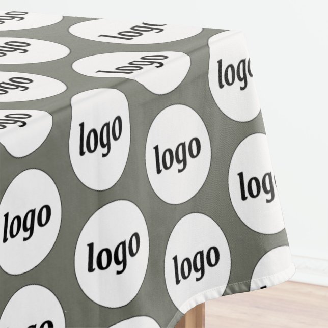 Logo Pattern Business Branding Sage Green Tablecloth (Simple logo pattern business promotional sage green
 tablecloth for trade shows, catering and events)