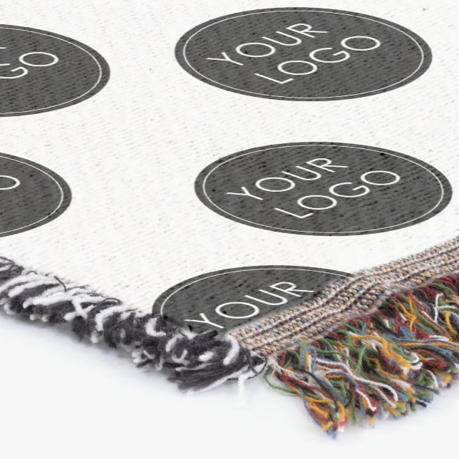 Logo Pattern Business Company Corporate Beige Throw Blanket (Corner)