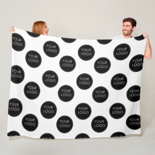 Logo Pattern Business Company Corporate White Fleece Blanket
