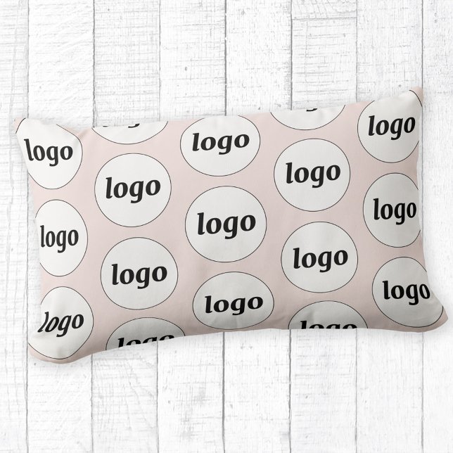 Logo Pattern Business Promotional Blush Pink Lumbar Cushion (Simple logo pattern business promotional pillow)