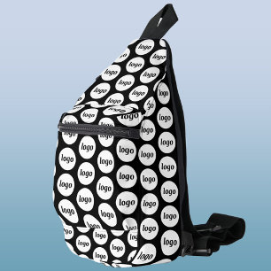 Logo Pattern Business Promotional Branding Black Sling Bag