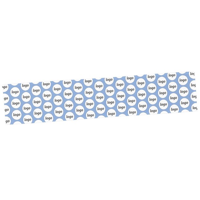 Logo Pattern Business Promotional Branding Blue Short Table Runner (Simple logo pattern business promotional sky blue table runner)