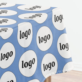 Logo Pattern Business Promotional Branding Blue Tablecloth