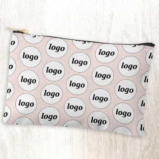 Logo Pattern Business Promotional Branding Pink Accessory Pouch