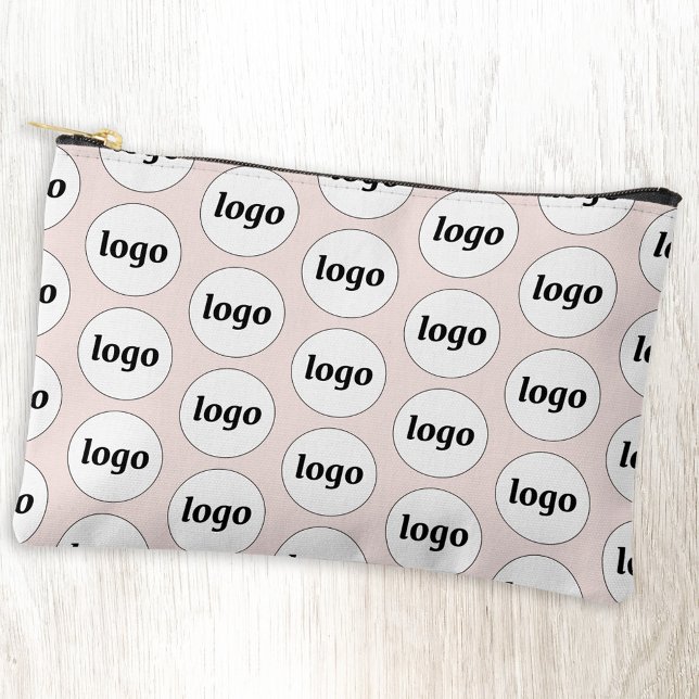Logo Pattern Business Promotional Branding Pink Accessory Pouch (Logo pattern business promotional cosmetic stationery or accessory zip pouch)