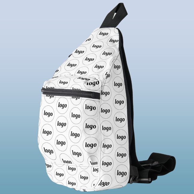 Logo Pattern Business Promotional Branding White Sling Bag (Logo pattern business branding promotional cross body sling bag)