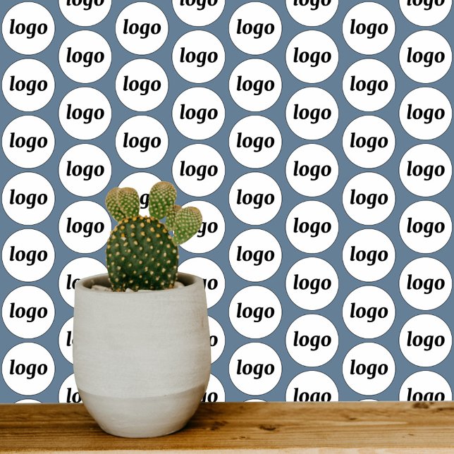 Logo Pattern Business Promotional Dusty Blue Wallpaper (Simple logo pattern business promotional wallpaper)