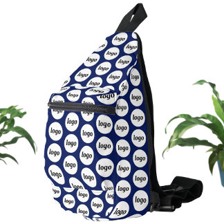Logo Pattern Business Promotional Navy Blue Sling Bag