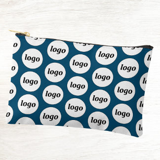 Logo Pattern Business Promotional Teal Green Accessory Pouch