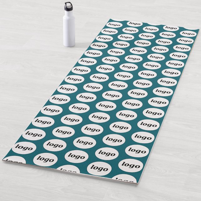 Logo Pattern Business Promotional Teal Green Yoga Mat (Simple logo pattern business branding promotional yoga mat)