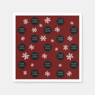 Logo Pattern Company Business Christmas Snowflakes Napkin