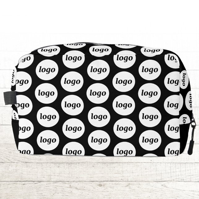 Logo Pattern Promotional Business Black Dopp Kit (Logo pattern business branding promotional zip bag)