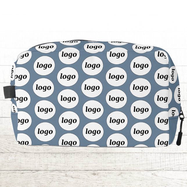 Logo Pattern Promotional Business Blue Dopp Kit (Logo pattern business branding promotional zip bag)