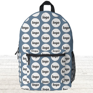 Logo Pattern Promotional Business Blue Printed Backpack