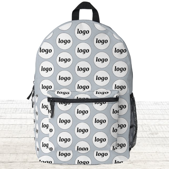 Logo Pattern Promotional Business Blue Printed Backpack (Logo pattern business promotional branding backpack)