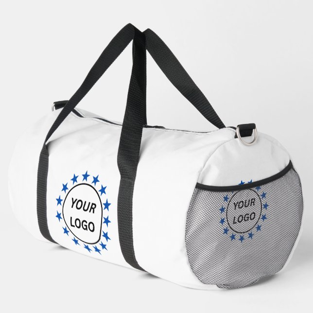 Logo Pattern Promotional Business Blush Pink Duffl Duffle Bag (Right Corner)