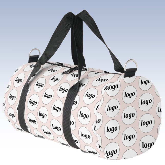 Logo Pattern Promotional Business Blush Pink Duffle Bag (Logo pattern business branding promotional duffel bag)