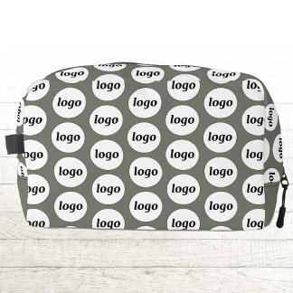 Logo Pattern Promotional Business Branding Green Dopp Kit