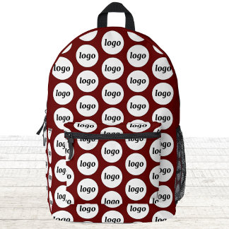 Logo Pattern Promotional Business Burgundy Red Printed Backpack