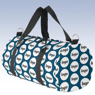 Logo Pattern Promotional Business Teal Green Duffle Bag
