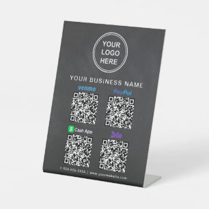 Logo Paypal Venmo CashApp Zelle QR Code Chalkboard Pedestal Sign