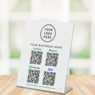 Logo Paypal Venmo CashApp Zelle QR Codes Pedestal Sign