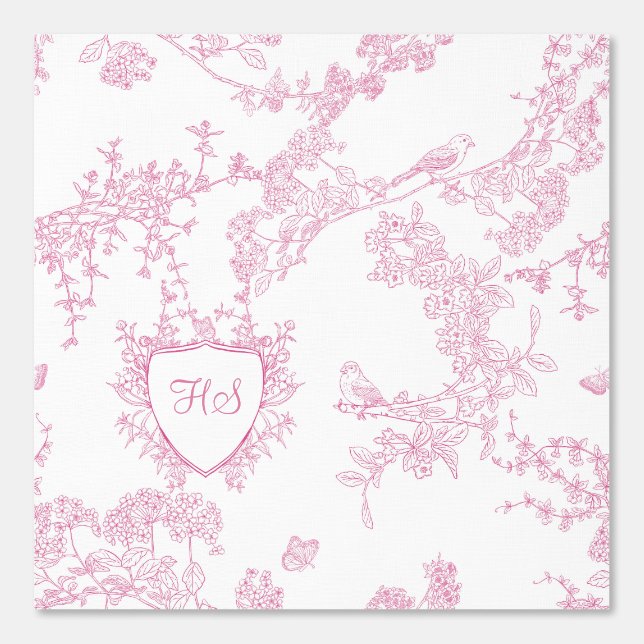 Logo Personalise Custom Monogram Chinoiserie Toile Wallpaper (Front)