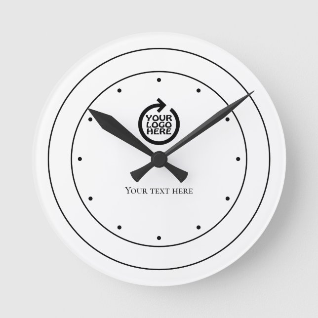 Logo Personalised Black White  Round Clock (Front)