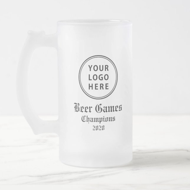 Logo Personalised Event Frosted Glass Beer Mug (Left)