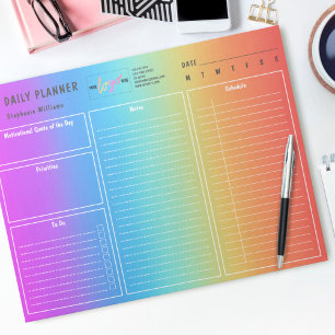 Logo Personalised Undated Daily Planner Rainbow Notepad