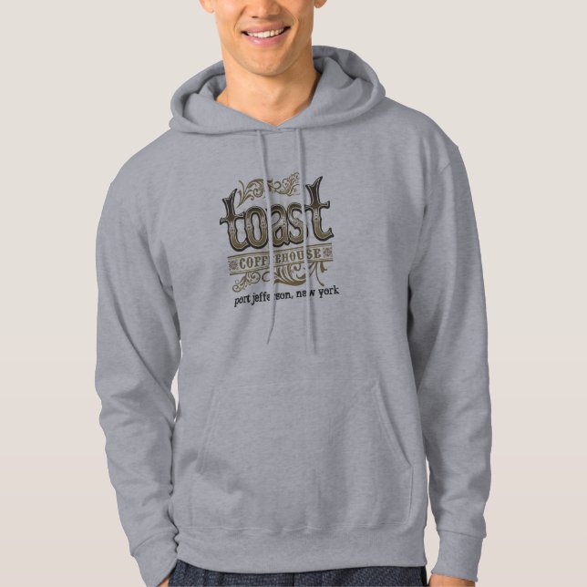 Logo(pewter), port jefferson, new york hoodie (Front)