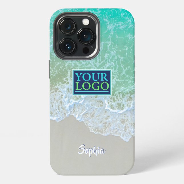 Logo, Photo, Art, Gentle Ocean Waves, Script Name iPhone Case (Back)