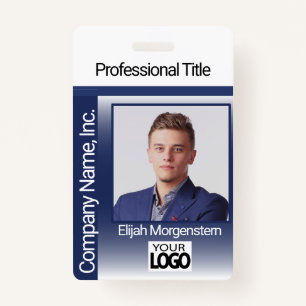 Logo Photo Badge - Dark Blue and White ID Badge