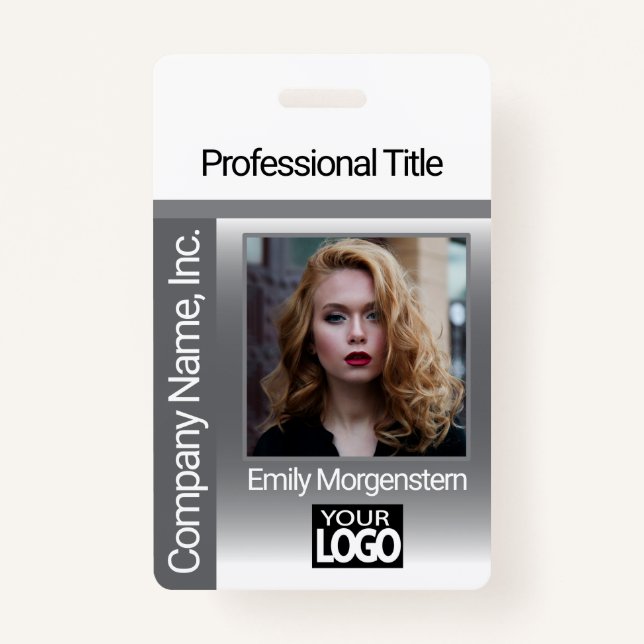 Logo Photo Badge - Gray ID Badge (Front)