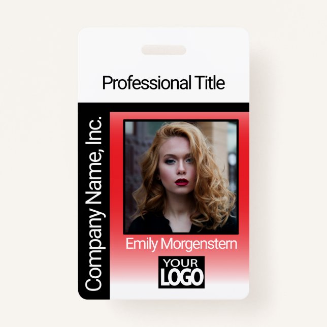 Logo Photo Badge - Red and Black ID Badge (Front)