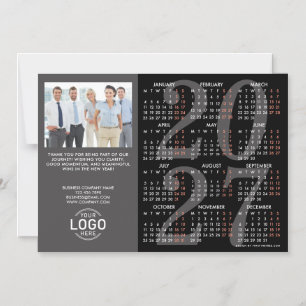 Logo Photo Black Grey Calendar 2027 Magnetic Card