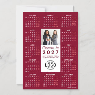 Logo Photo Burgundy Calendar 2026 Magnetic Card