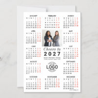 Logo Photo Clean White Calendar 2027 Magnetic Card
