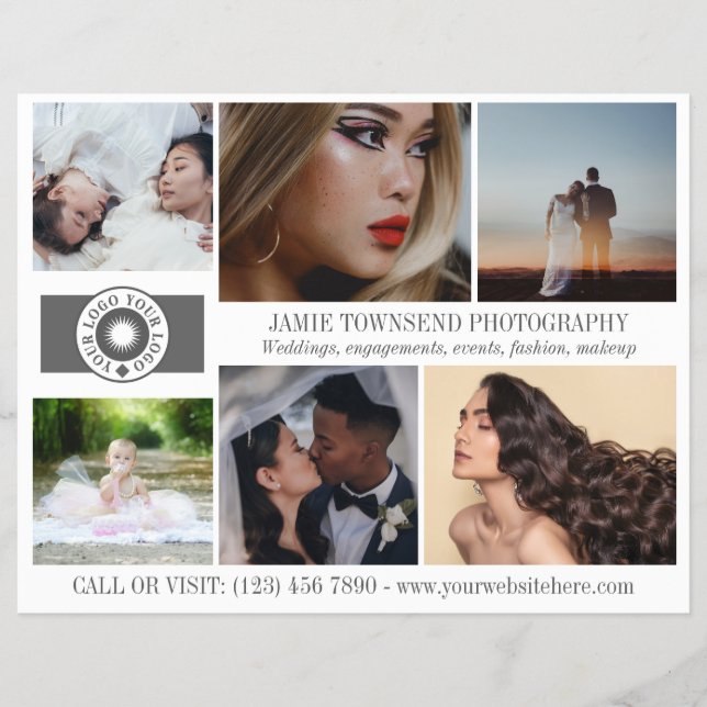 Logo Photo Collage Professional Photographer QR Flyer (Front)